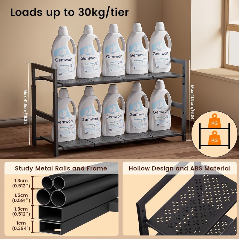 GEMWON Under Sink Organizer and Storage 16.5"-30.7" Expandable Length, Adjustable Height Max 16.7" Under Sink Shelf 2 Tier with Removable ABS Panels Metal Frame for Bathroom Kitchen Pantry Cabitnet Pot Pan - Image 5